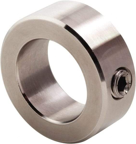 Climax Metal Products - 5/16" Bore, Stainless Steel, Set Screw Shaft Collar - 5/8" Outside Diam, 5/16" Wide - Eagle Tool & Supply