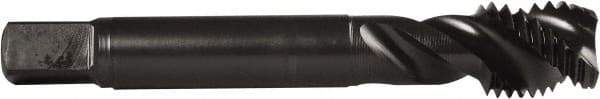 DORMER - M10x1.00 Metric Fine 3 Flute 6H Modified Bottoming Spiral Flute Tap - Powdered Metal, Oxide Finish, 2-15/16" OAL, Right Hand Flute, Right Hand Thread, Series E018 - Eagle Tool & Supply