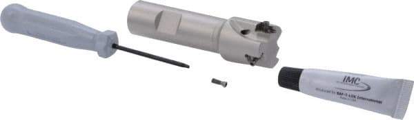 Iscar - 1" Cut Diam, 0.315" Max Depth of Cut, 3/4" Shank Diam, 3.38" OAL, Indexable Square Shoulder Helical End Mill - Weldon Shank, 90° Lead Angle, Through Coolant, Series Helitang - Eagle Tool & Supply