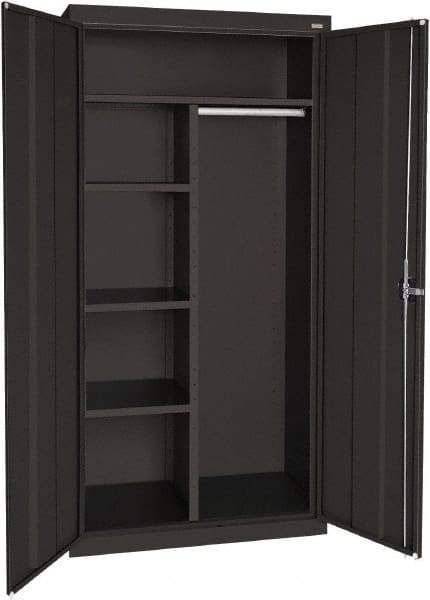 Sandusky Lee - 5 Shelf Combination Storage Cabinet - Steel, 46" Wide x 24" Deep x 72" High, Black - Eagle Tool & Supply
