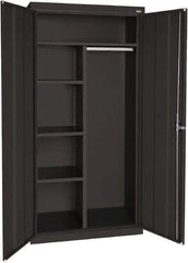 Sandusky Lee - 5 Shelf Combination Storage Cabinet - Steel, 46" Wide x 24" Deep x 72" High, Black - Eagle Tool & Supply