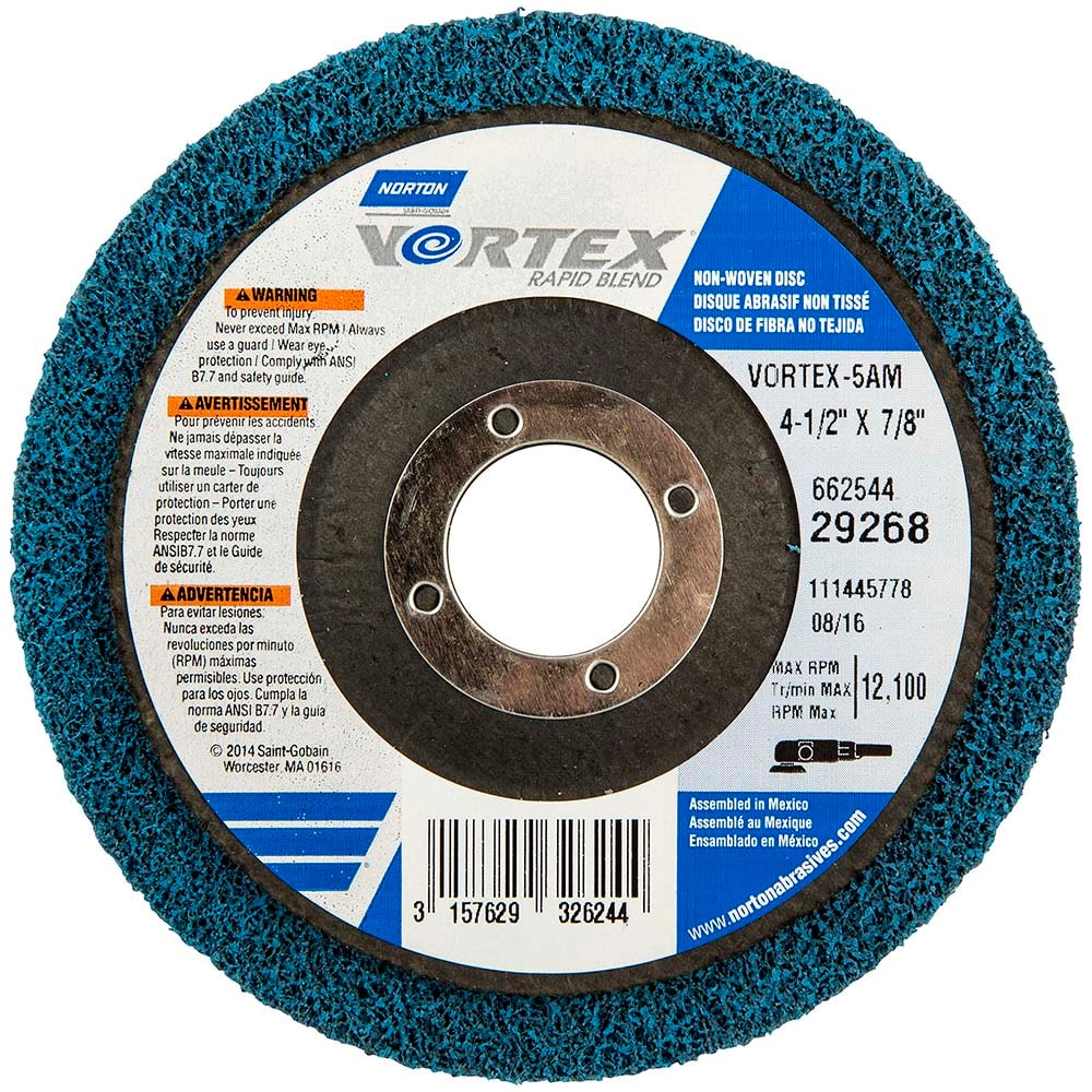 Norton - 4-1/2" Diam, Medium Grade, Aluminum Oxide Deburring Disc - Eagle Tool & Supply