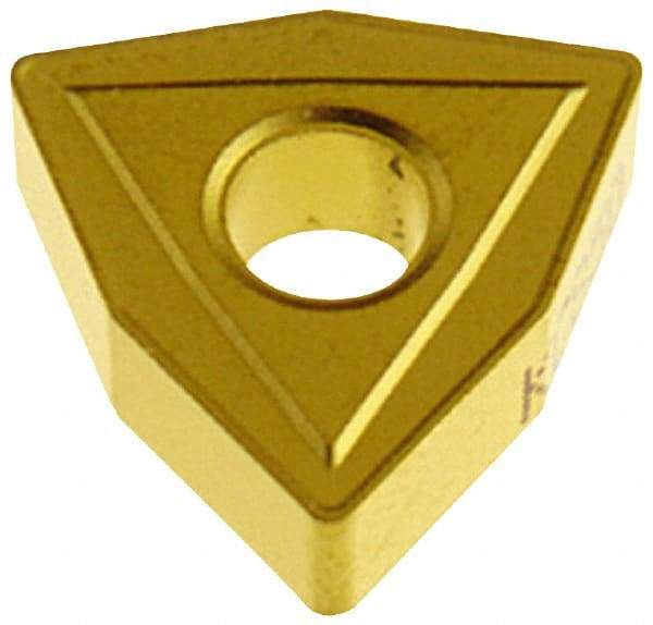 Hertel - WNMG432 R Grade HC210 Carbide Turning Insert - TiN Finish, 80° Trigon, 1/2" Inscr Circle, 3/16" Thick, 1/32" Corner Radius - Eagle Tool & Supply
