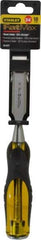 Stanley - 9" OAL x 3/4" Blade Width Wood Chisel - 3/4" Tip, Acetate & Rubber Grip Handle - Eagle Tool & Supply