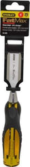 Stanley - 9" OAL x 1" Blade Width Wood Chisel - 1" Tip, Acetate & Rubber Grip Handle - Eagle Tool & Supply