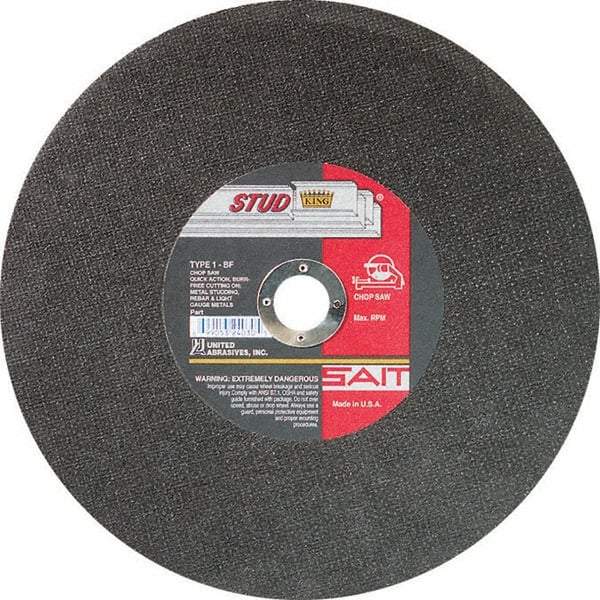 Sait - 10" Aluminum Oxide Cutoff Wheel - 3/32" Thick, 5/8" Arbor, 6,100 Max RPM, Use with Chop Saws - Eagle Tool & Supply