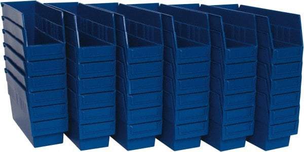 Quantum Storage - 50 Lb. Load Capacity, 11-5/8" Deep, Blue Polypropylene Hopper Shelf Bin - 6" High x 4-1/8" Wide x 11-5/8" Long - Eagle Tool & Supply