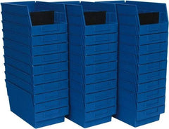 Quantum Storage - 50 Lb. Load Capacity, 11-5/8" Deep, Blue Polypropylene Hopper Shelf Bin - 6" High x 6-5/8" Wide x 11-5/8" Long - Eagle Tool & Supply