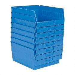 Quantum Storage - 50 Lb. Load Capacity, 11-5/8" Deep, Blue Polypropylene Hopper Shelf Bin - 6" High x 11-1/8" Wide x 11-5/8" Long - Eagle Tool & Supply