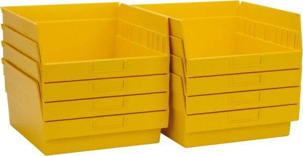 Quantum Storage - 50 Lb. Load Capacity, 11-5/8" Deep, Yellow Polypropylene Hopper Shelf Bin - 6" High x 11-1/8" Wide x 11-5/8" Long - Eagle Tool & Supply