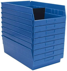 Quantum Storage - 50 Lb. Load Capacity, 17-7/8" Deep, Blue Polypropylene Hopper Shelf Bin - 6" High x 11-1/8" Wide x 17-7/8" Long - Eagle Tool & Supply