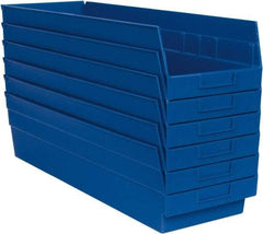 Quantum Storage - 50 Lb. Load Capacity, 23-5/8" Deep, Blue Polypropylene Hopper Shelf Bin - 6" High x 8-3/8" Wide x 23-5/8" Long - Eagle Tool & Supply