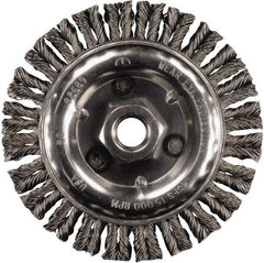 PFERD - 6" OD, 5/8-11 Arbor Hole, Knotted Stainless Steel Wheel Brush - 3/16" Face Width, 1-1/2" Trim Length, 0.02" Filament Diam, 12,500 RPM - Eagle Tool & Supply