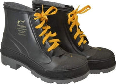 Dunlop Protective Footwear - Men's Size 6 Medium Width Steel Work Boot - Black, Polyurethane, PVC Upper, 6" High, Chemical Resistant, Non-Slip - Eagle Tool & Supply