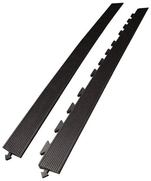 Wearwell - 5' Long x 3' Wide x 5/8" Thick, Anti-Fatigue Modular Matting Ramp Edge - Male, 1 Interlocking Side, Black, For Dry Areas, Series 502 - Eagle Tool & Supply
