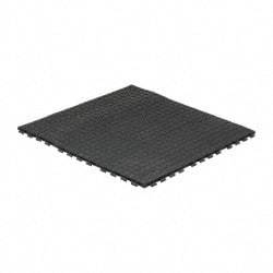Wearwell - 3' Long x 3' Wide x 5/8" Thick, Anti-Fatigue Modular Matting Tiles - 4 Interlocking Sides, Black, For Dry Areas, Series 502 - Eagle Tool & Supply