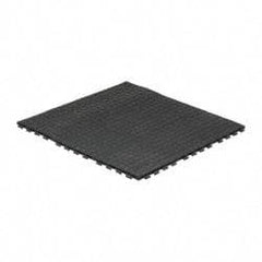 Wearwell - 3' Long x 3' Wide x 5/8" Thick, Anti-Fatigue Modular Matting Tiles - 4 Interlocking Sides, Black, For Dry Areas, Series 502 - Eagle Tool & Supply
