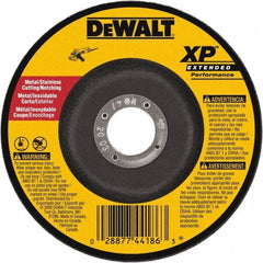 DeWALT - 24 Grit, 9" Wheel Diam, 3/32" Wheel Thickness, 7/8" Arbor Hole, Type 27 Depressed Center Wheel - Zirconia Alumina, Resinoid Bond, 6,600 Max RPM - Eagle Tool & Supply