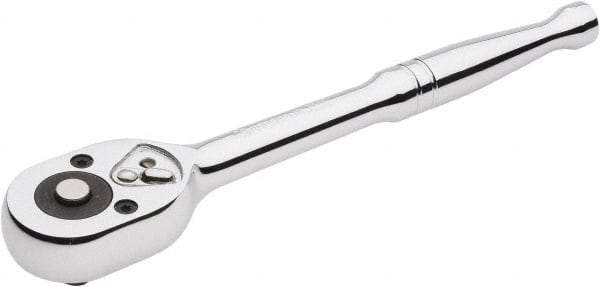 Crescent - 3/8" Drive Pear Head Quick-Release Ratchet - Chrome Finish, 7-3/4" OAL, 72 Gear Teeth - Eagle Tool & Supply