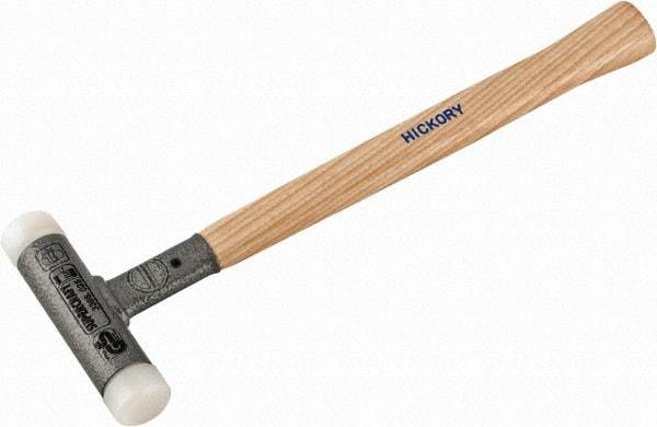 HALDER - 11 oz Head 1" Face Diam Nylon Dead Blow Hammer - 12" OAL, Hickory Handle - Eagle Tool & Supply