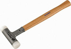 HALDER - 15 oz Head 1-3/16" Face Diam Nylon Dead Blow Hammer - 13" OAL, Hickory Handle - Eagle Tool & Supply