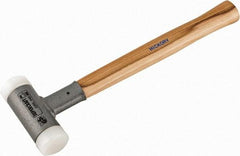 HALDER - 26 oz Head 1-1/2" Face Diam Nylon Dead Blow Hammer - 14" OAL, Hickory Handle - Eagle Tool & Supply