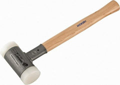 HALDER - 35 oz Head 2" Face Diam Nylon Dead Blow Hammer - 14-1/2" OAL, Hickory Handle - Eagle Tool & Supply