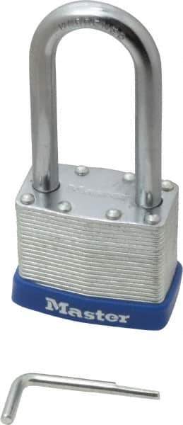 Master Lock - 2" Body Width, 2-1/4" Shackle Clearance, Laminated Steel Zinc Coating Combination Lock - 5/16" Shackle Diam, 15/16" Shackle Width - Eagle Tool & Supply