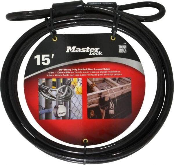 Master Lock - 15' Long Heavy Duty Cable - 3/8" Diam - Eagle Tool & Supply