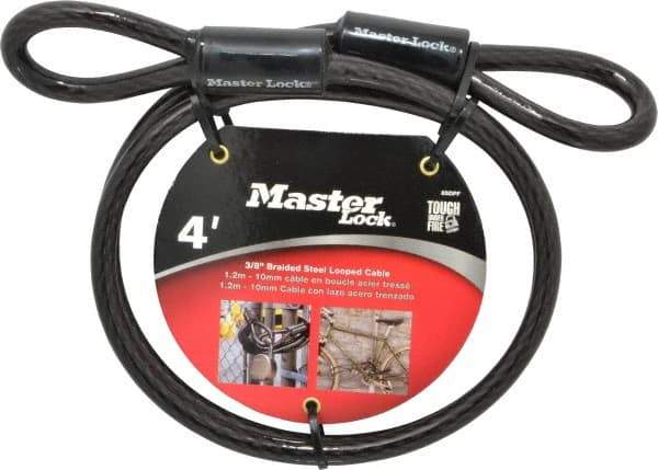 Master Lock - 4' Long Heavy Duty Cable - 3/8" Diam - Eagle Tool & Supply