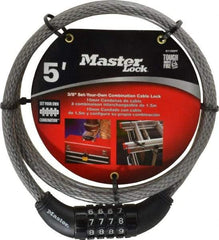 Master Lock - 5' Long Combination Cable Lock - 3/8" Diam - Eagle Tool & Supply