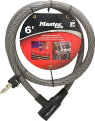 Master Lock - 6' Long Heavy Duty Cable Lock - 5/8" Diam, Keyed Different - Eagle Tool & Supply