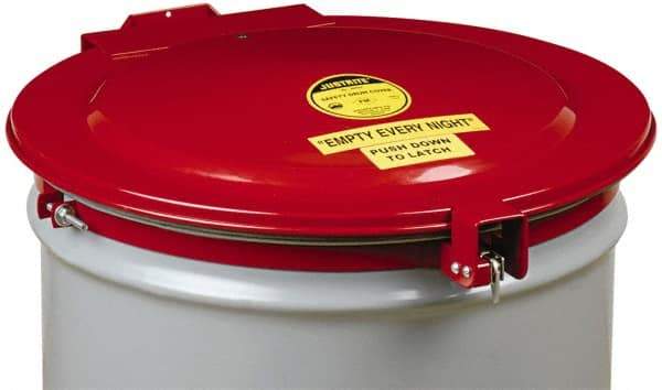 Justrite - 55 Gal, Steel Drum Cover - Hinged Self-Closing Drum Cover - Eagle Tool & Supply