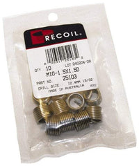 Recoil - 1/2-14 NPT, 0.534" OAL, Free Running Helical Insert - 5-3/8 Free Coils, Tanged, Stainless Steel, 1-1/2D Insert Length - Eagle Tool & Supply