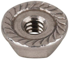 Value Collection - #6-32, 27/64" Flange Diam, Serrated Flange Nut - Grade 18-8 Stainless Steel, Uncoated Finish, 0.171" Flange Height - Eagle Tool & Supply