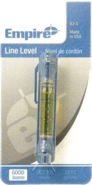 Empire Level - 1 Vial, 3" Long, Plastic Line Level - 5/8" High x 1/2" Wide, Yellow - Eagle Tool & Supply