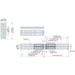 Drawer Slides; Type: Drawer Slide; Extension Style: Full; Slide Length: 508.20; Travel Length: 522.20; Load Capacity (Lb.): 530.000; Width (Inch): 0.91; Finish/Coating: Zinc Plated; Additional Information: Mounting Type: Side; Closure Type: Conventional;