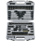 STANLEY® 1/4" & 3/8" Drive 99 Piece Fractional & Metric Black Chrome Laser Etched Socket Set - Eagle Tool & Supply