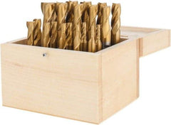 Interstate - 3/16 to 3/4", 2, 4 Flute Square End Mill Set - TiN Coating, High Speed Steel, Single End, 3/8, 1/2, 5/8, 3/4" Shank Diam, Centercutting - Eagle Tool & Supply