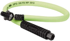 Legacy - 3/8" ID x 0.61" OD 2' Long Lead-In Whip Hose - FNPT x MNPT Ball Swivel Ends, 300 Working psi, 140°, 1/4" Fitting, Green - Eagle Tool & Supply
