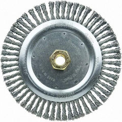 Weiler - 7" OD, 5/8-11 Arbor Hole, Stringer Bead Steel Wheel Brush - 3/16" Face Width, 7/8" Trim Length, 20,000 RPM - Eagle Tool & Supply