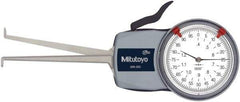 Mitutoyo - 0.4 to 1.2" Inside Dial Caliper Gage - 0.0005" Graduation, 0.0015" Accuracy, 3.3" Leg Length, 0.19" Deep x 0.06" Wide Groove, Ball Contact Points - Eagle Tool & Supply