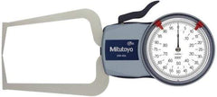 Mitutoyo - 0.8 Inch Max Measurement, 0.0005 Inch Graduation, Outside Dial Caliper Gage - 3.2 Inch Leg Length, 0.0015 Inch Accuracy - Eagle Tool & Supply