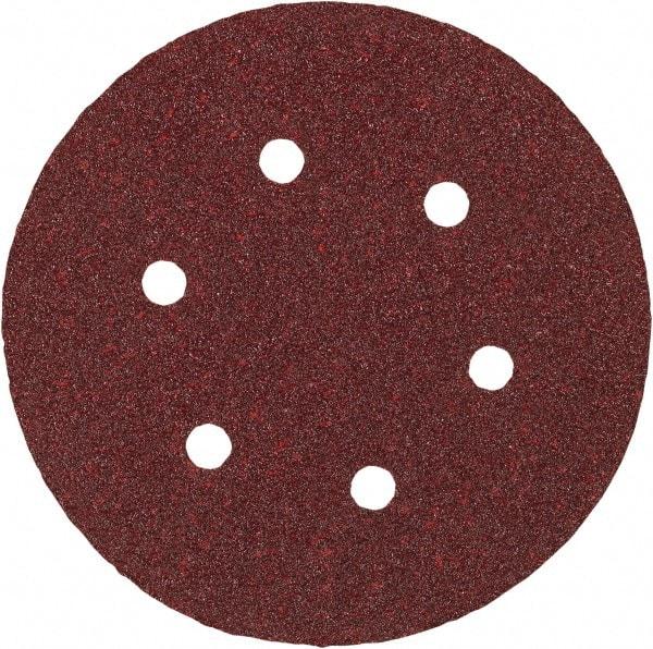 Porter-Cable - 6" Diam, 80 Grit Aluminum Oxide Adhesive PSA Disc - Medium Grade, Tan, C Weighted Backing, Flexible, 13,000 Max RPM - Eagle Tool & Supply