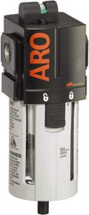 ARO/Ingersoll-Rand - 3/8" Port Coalescing Filter - Polycarbonate Bowl, Manual Drain, 150 Max psi, 0.3 Micron Rating, 2.756" Long x 2.874" Wide x 7.717" High - Eagle Tool & Supply