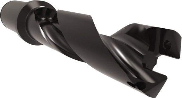 Allied Machine and Engineering - Series 29, 29 to 32mm Diam, 1-1/4" Diam Straight Shank with Flange, Helical Flute Spade Drill - 3-25/32" Max Depth, 5-3/8" Body Length, 7-43/64" OAL, Standard Length, Through Coolant - Eagle Tool & Supply