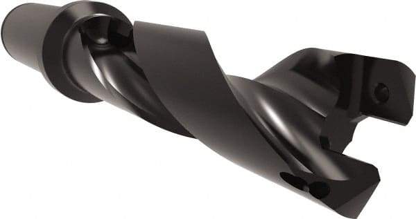 Allied Machine and Engineering - Series 26, 26 to 29mm Diam, 1-1/4" Diam Straight Shank with Flange, Helical Flute Spade Drill - 3-27/64" Max Depth, 5-1/16" Body Length, 7-11/32" OAL, Standard Length, Through Coolant - Eagle Tool & Supply