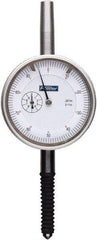Fowler - 1" Range, 0-100 Dial Reading, 0.001" Graduation Dial Drop Indicator - 2-1/4" Dial, 0.1" Range per Revolution, 0.001" Accuracy, Revolution Counter - Eagle Tool & Supply