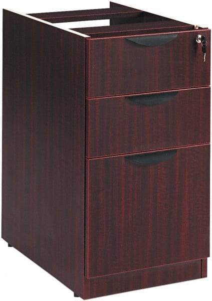 ALERA - 15-5/8" Wide x 28-1/2" High x 28-1/2" Deep, 3 Drawer Full Pedestal - Woodgrain Laminate, Mahogany - Eagle Tool & Supply