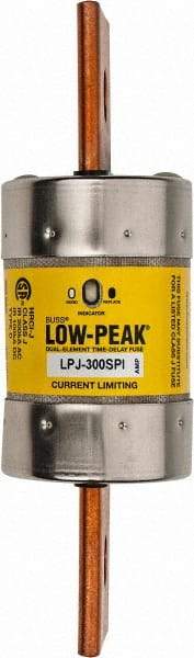 Cooper Bussmann - 300 VDC, 600 VAC, 300 Amp, Time Delay General Purpose Fuse - Bolt-on Mount, 7-1/8" OAL, 100 at DC, 300 at AC (RMS) kA Rating, 2" Diam - Eagle Tool & Supply